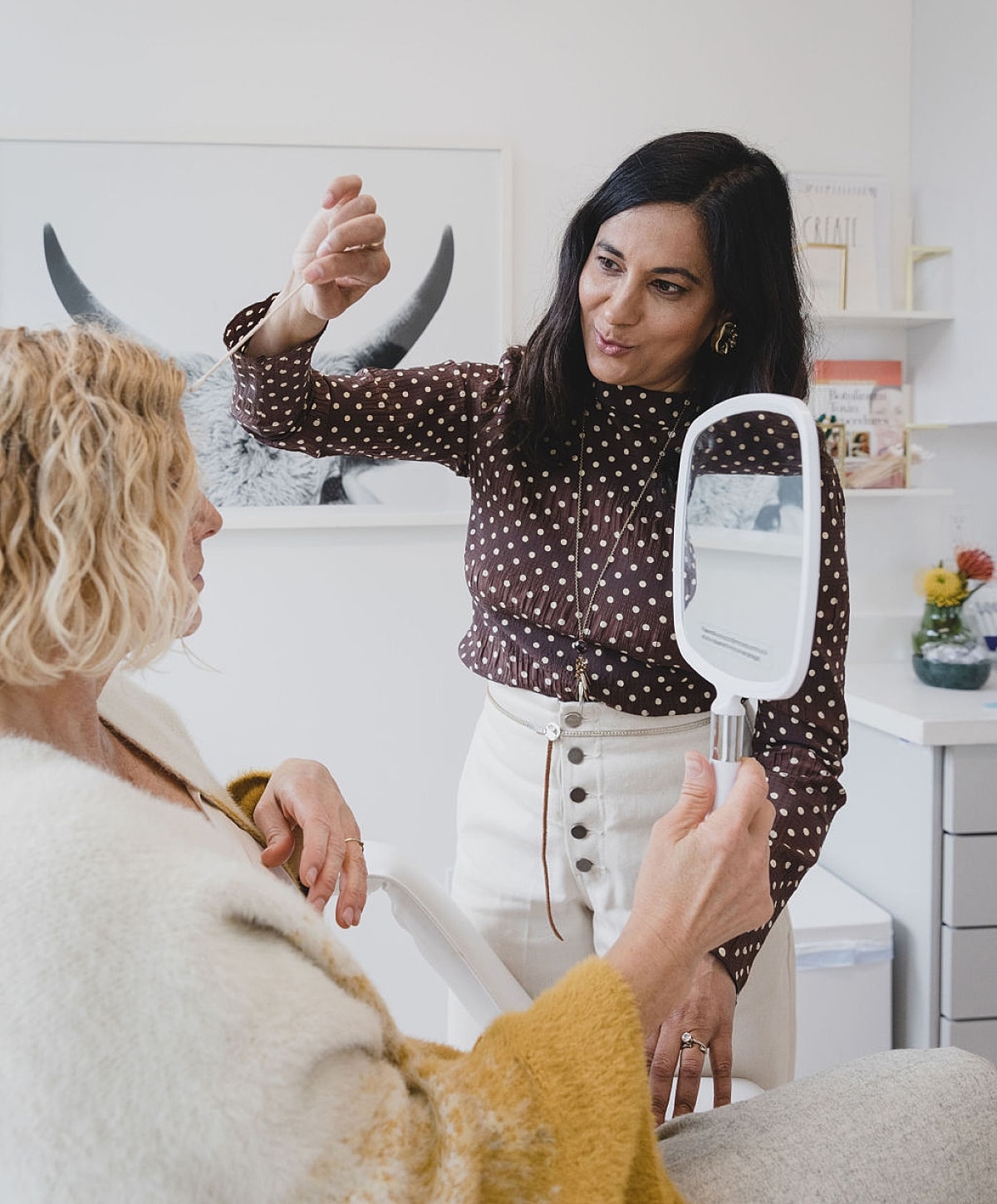 Cosmetic consultation in a modern beauty setting