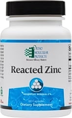 Bottle of Reacted Zinc dietary supplement