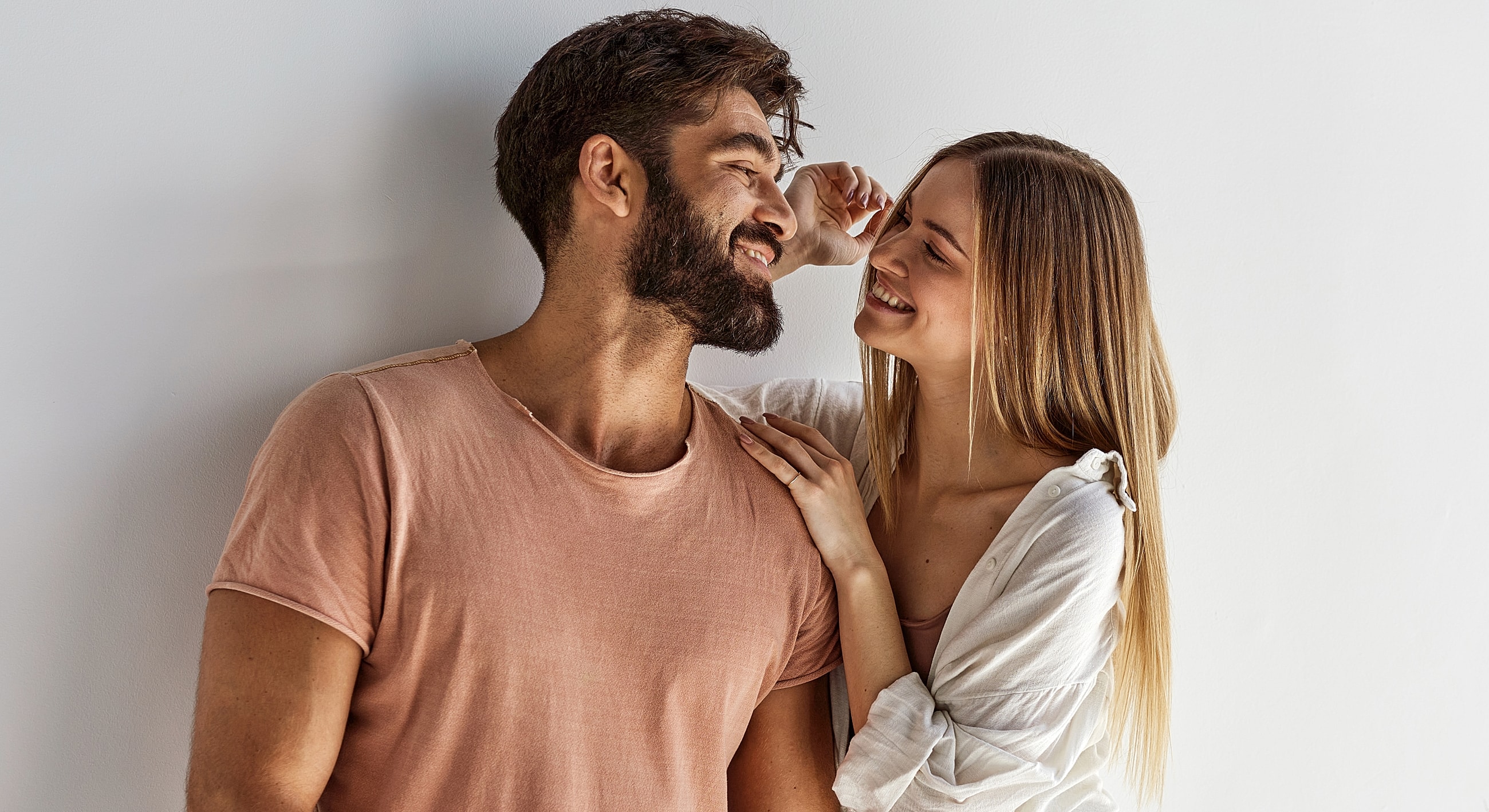 Young couple sharing a joyful moment together.