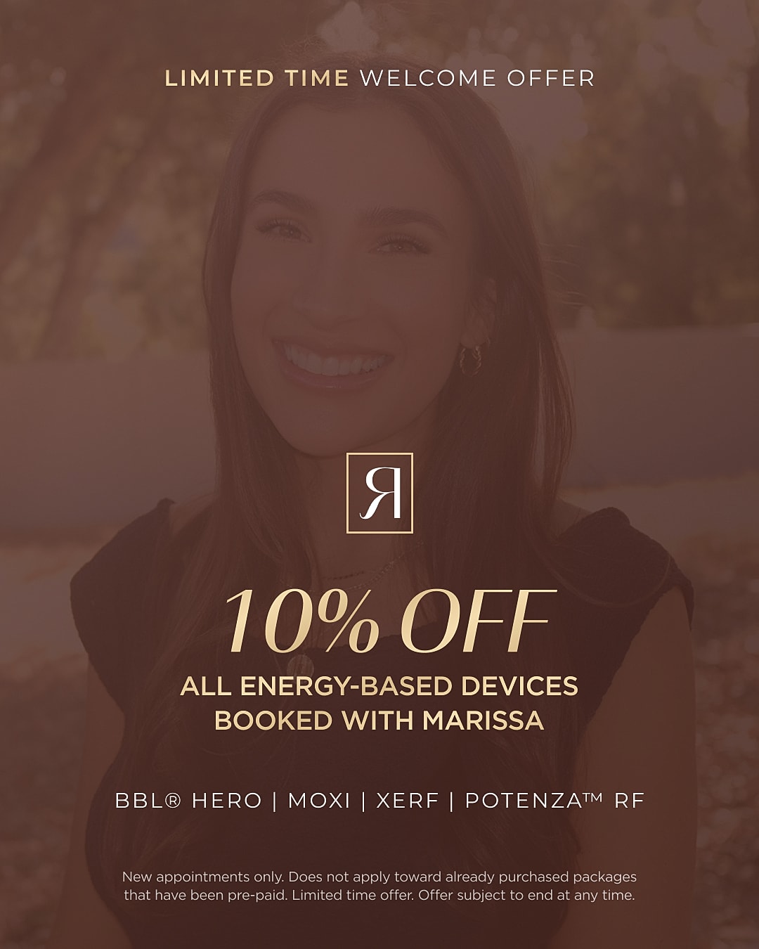 10% off energy-based devices with Marissa promotion