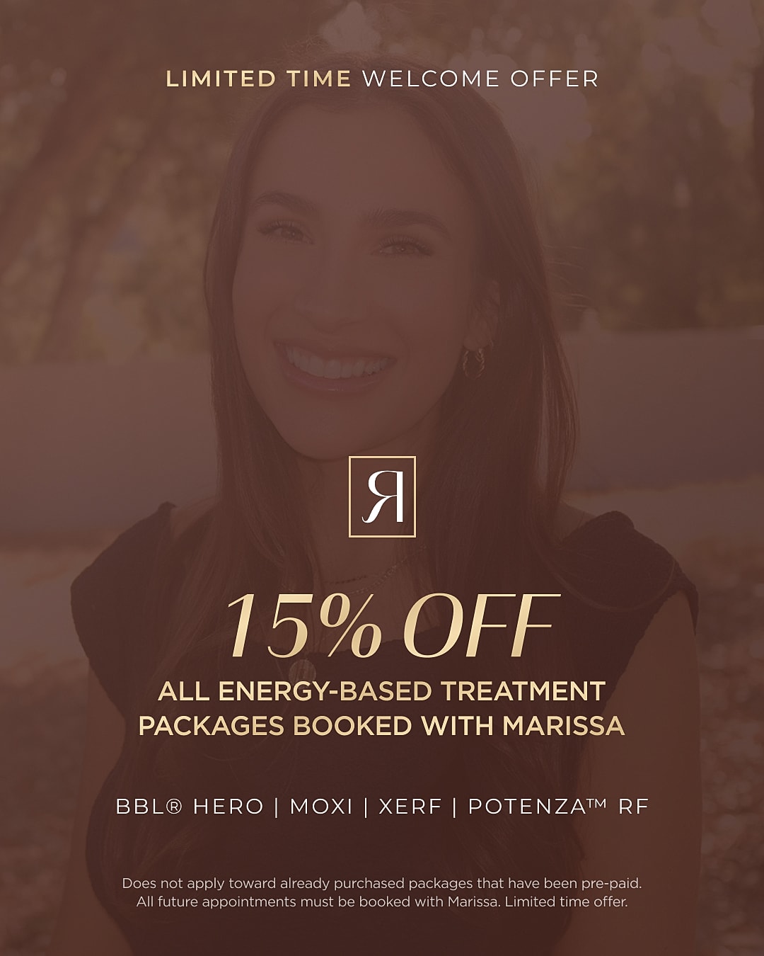 15% off energy-based treatments with Marissa
